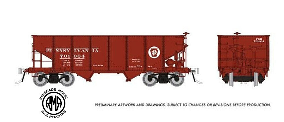 Rapido 148010 HO Pennsylvania GLa 2-Bay Hopper Circle Keystone #3 (6 Pack)