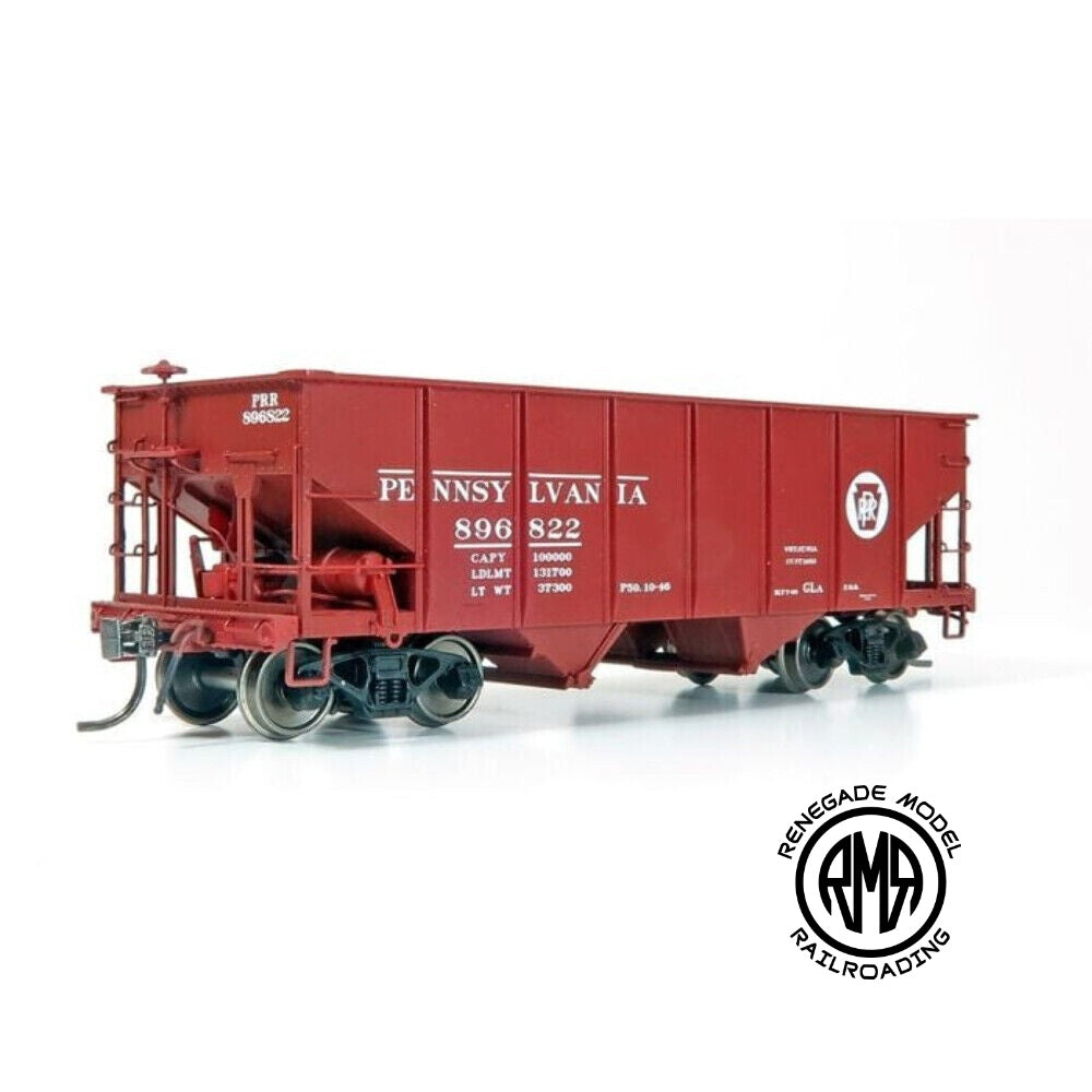 Rapido 148011 HO PRR Circle Keystone GLa 2-Bay Hopper #4 (Pack of 6)