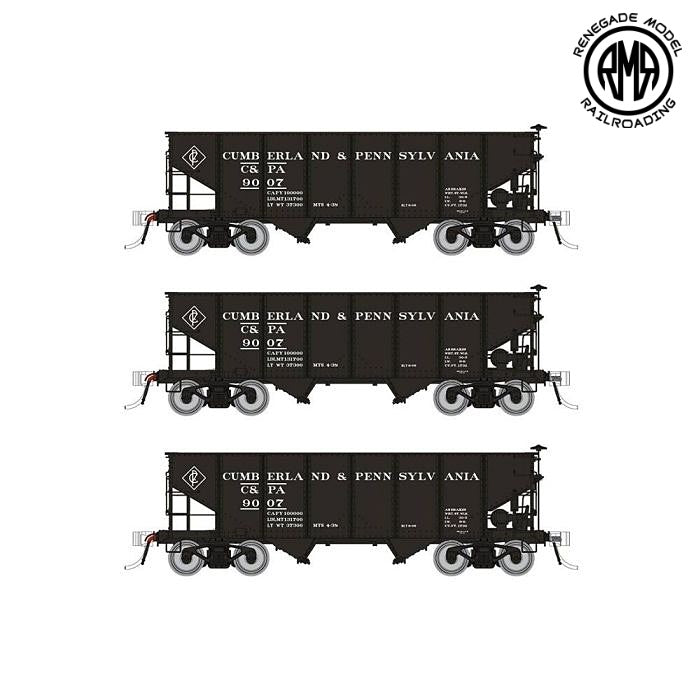 Rapido 148015 HO Cumberland & Pennsylvania PRR GLa 2-Bay Hopper (3 Pack)