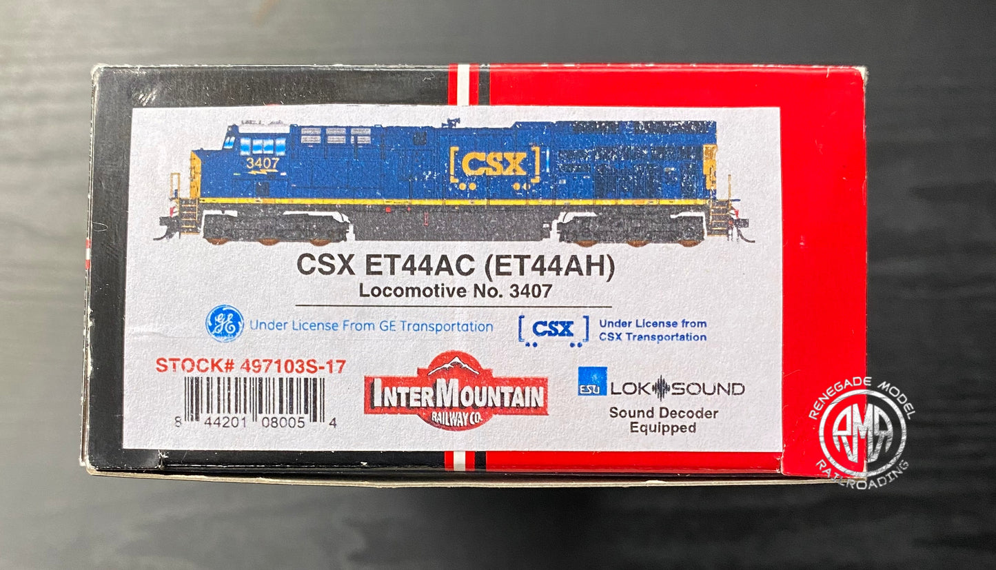 Intermountain 497103S-17 HO CSX #3407 GE ET44AC Locomotive DCC Sound