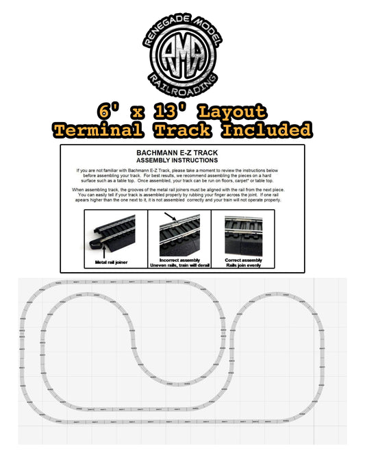 Bachmann HO Scale Nickel Silver EZ Track 22" Radius 72" x 156" 3 Ring Set Model Trains