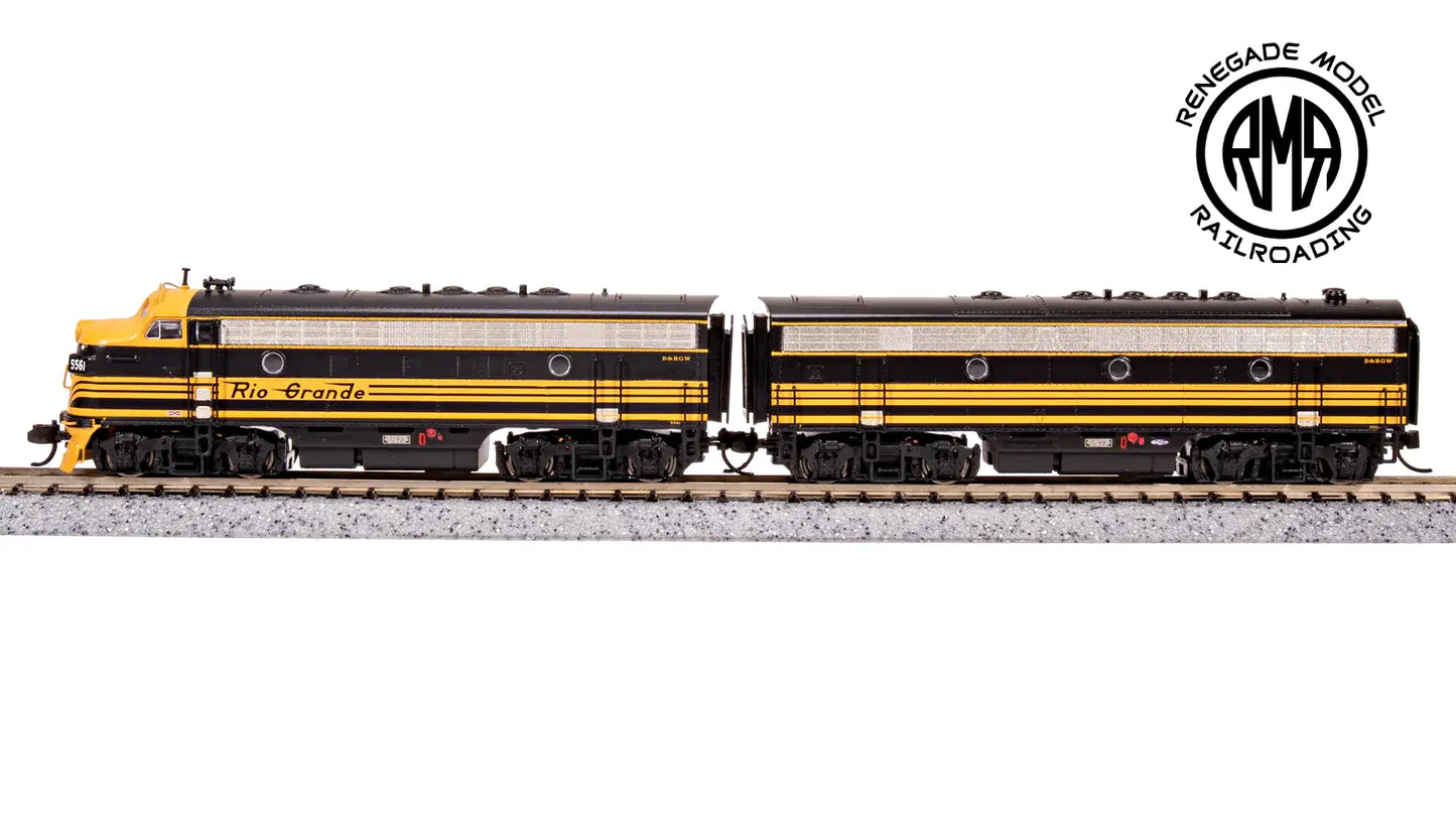 Broadway Limited 7754 N EMD F7 AB DRGW 5561/5562 3-stripe Paragon 4 Sound DC DCC