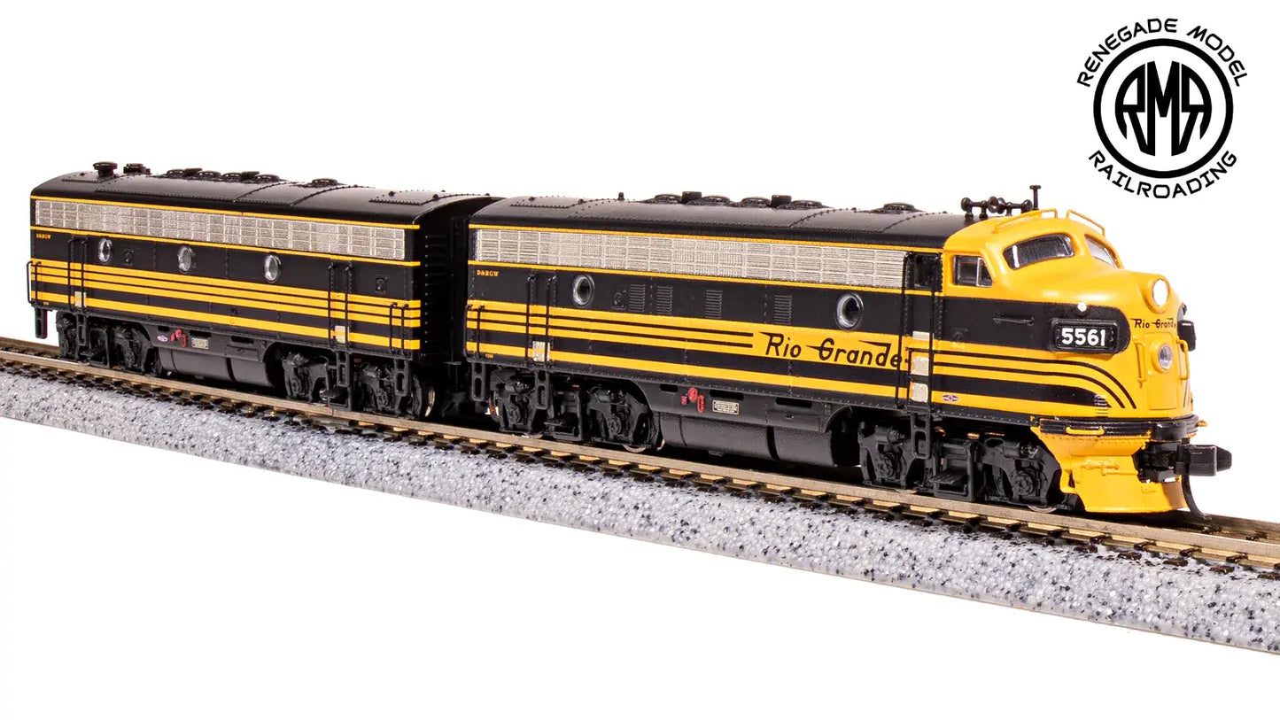 Broadway Limited 7754 N EMD F7 AB DRGW 5561/5562 3-stripe Paragon 4 Sound DC DCC
