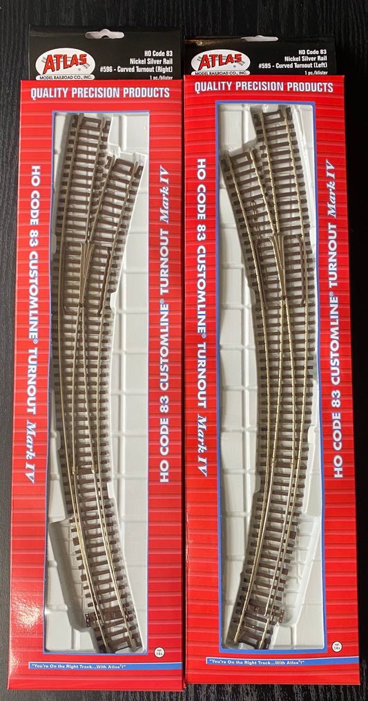 Atlas HO Code 83 Curved Turnout Customline Mark IV Left/Right Hand Value Pack 4