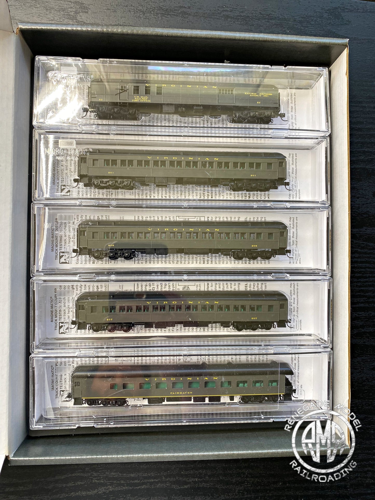 Micro Trains N Virginian Railway Heavyweight Passenger Cars 5-Pack 98300196