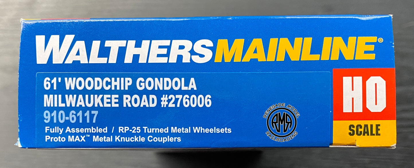 Walthers Mainline 910-6117 HO Scale Milwaukee Road 61' Wood Chip Gondola Car