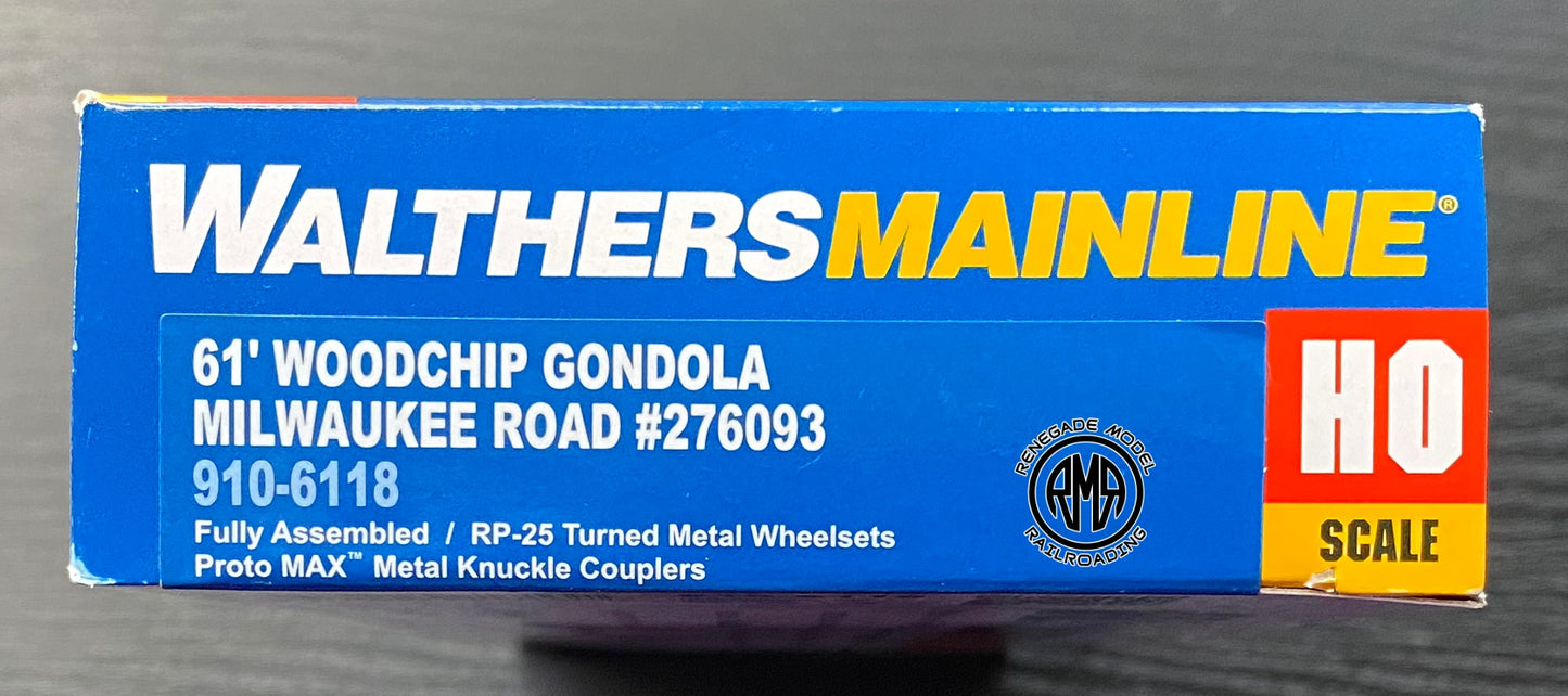 Walthers Mainline 910-6118 HO Scale Milwaukee Road 61' Wood Chip Gondola Car