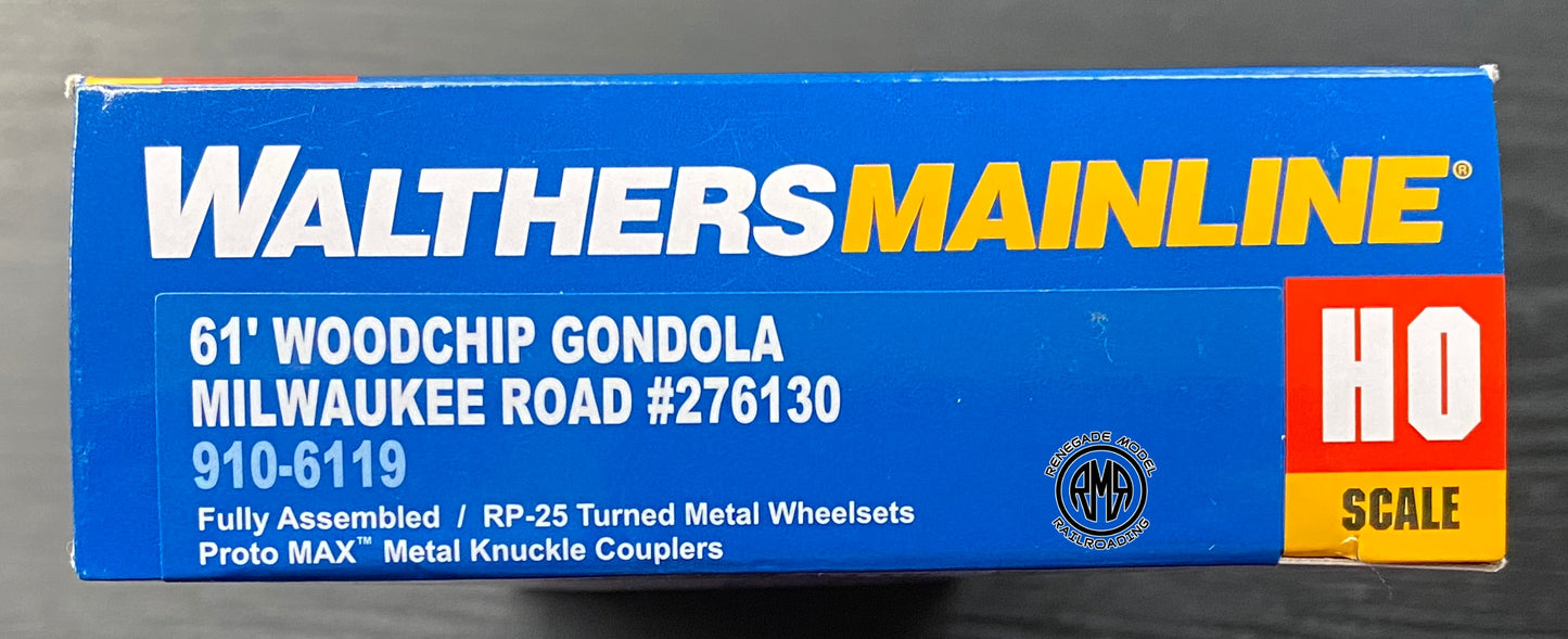 Walthers Mainline 910-6119 HO Scale Milwaukee Road 61' Wood Chip Gondola Car