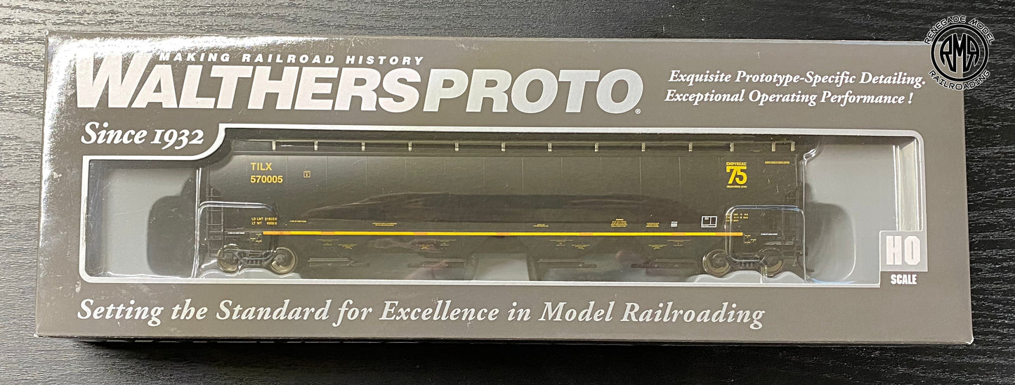 Walthers 920-110324 HO Scale TILX 67' Trinity 6351 4-Bay Covered Hopper #570005