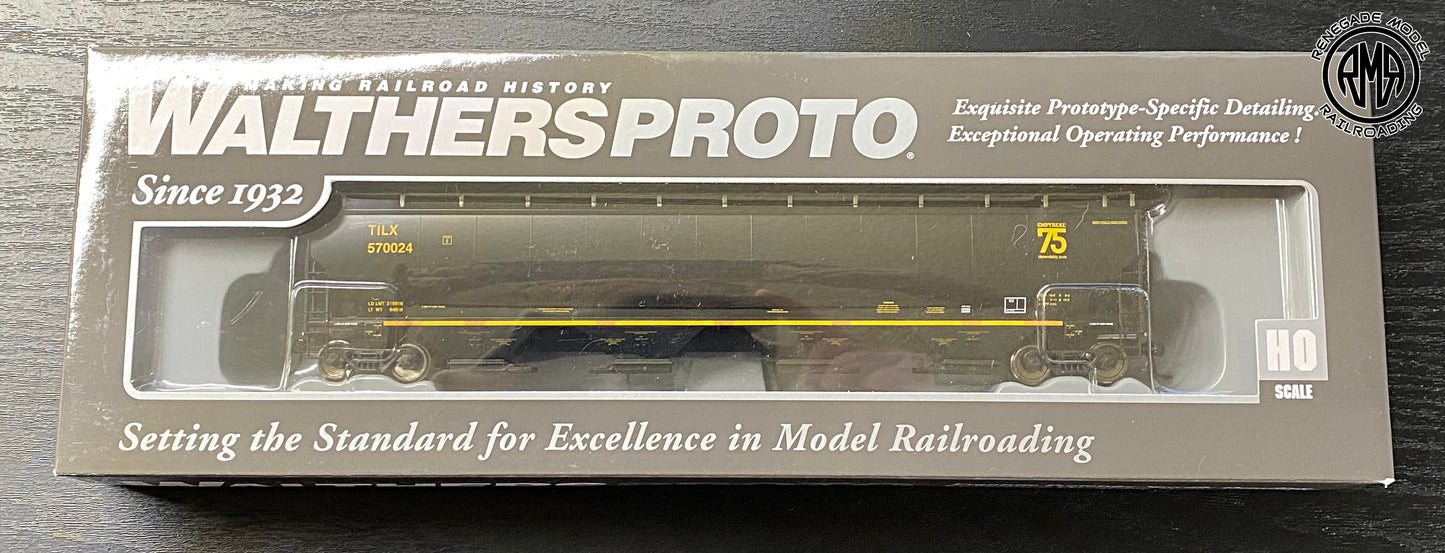 Walthers 920-110325 HO Scale TILX 67' Trinity 6351 4-Bay Covered Hopper #570024