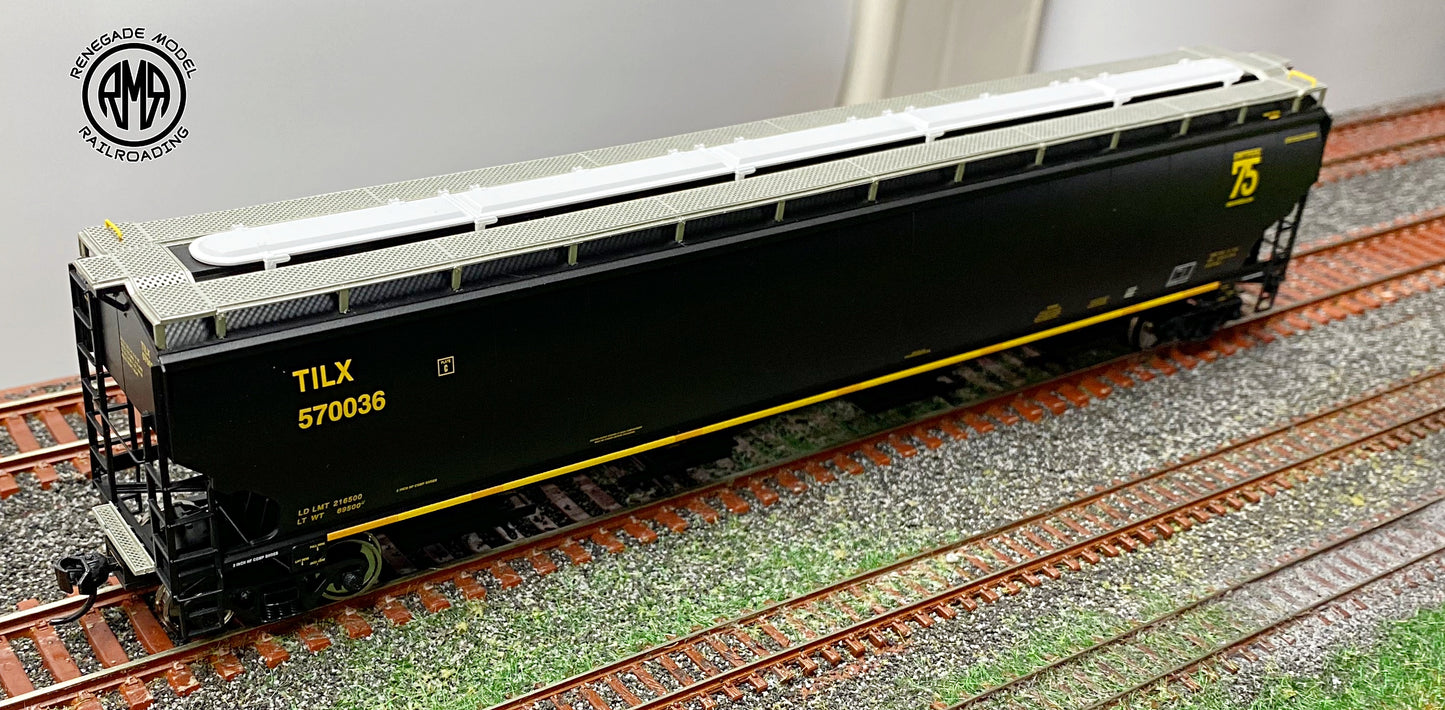 Walthers 920-110326 HO Scale TILX 67' Trinity 6351 4-Bay Covered Hopper #570036