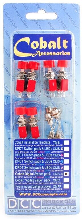 DCC Concepts Cobalt SPST Switch +LED pkg(6) DCP-CMSD