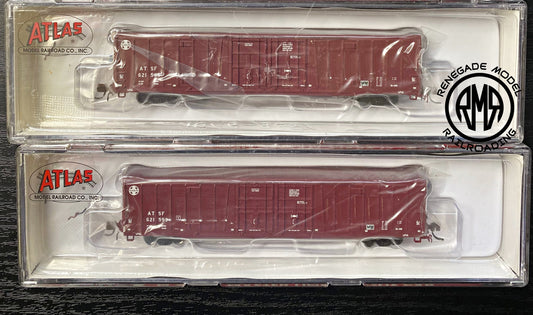 Atlas N Master Line ATSF 60' Box Car set of 2 621585, 621553 Santa Fe