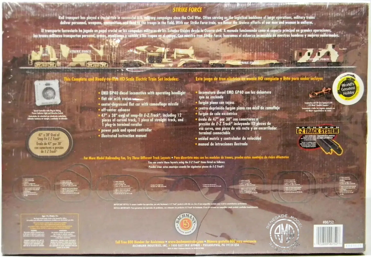 Bachmann 00752 HO Scale Strike Force EMD GP40 Diesel Engine Train Set