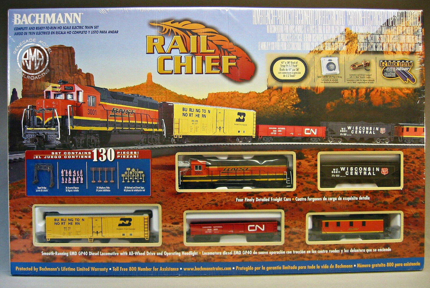 Bachmann 00706 HO BNSF Rail Chief Freight Train Set EZ Track