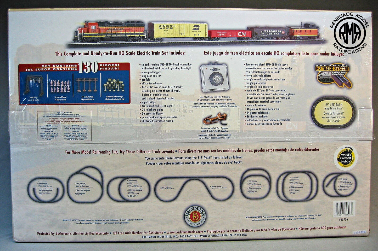 Bachmann 00706 HO BNSF Rail Chief Freight Train Set EZ Track