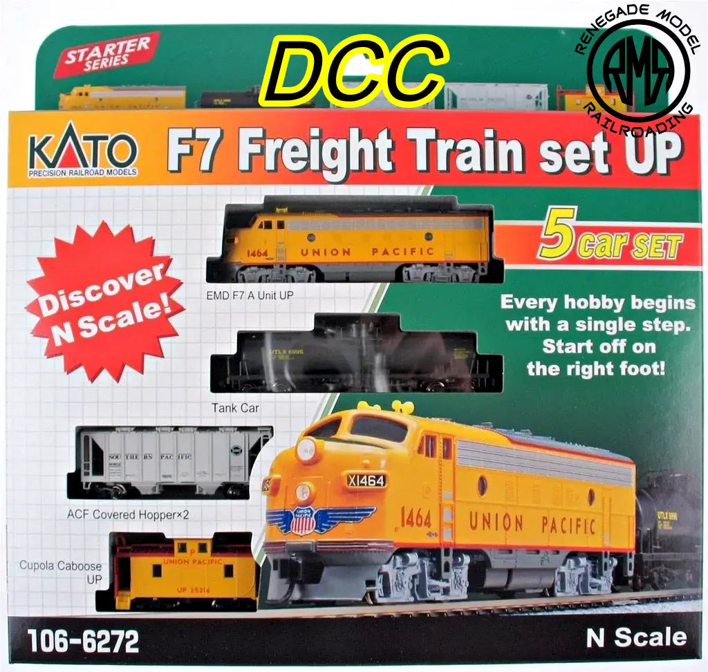 KATO 1066272DCC N UP F7A Diesel Locomotive & 4 CARS Freight Train Set DCC