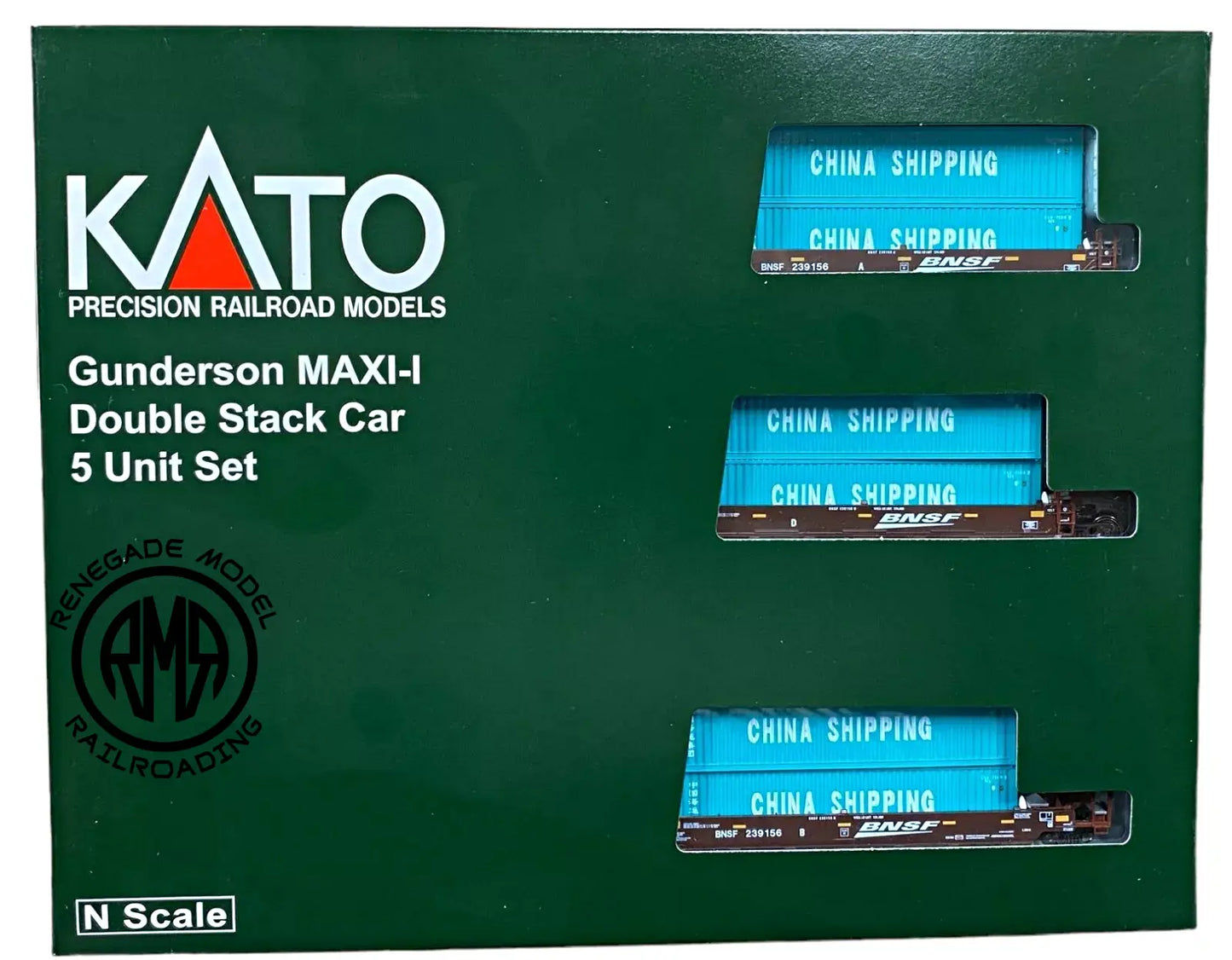 KATO N 106-6211 BNSF Gunderson MAXI-1 5-Unit Well Car China Shipping Container