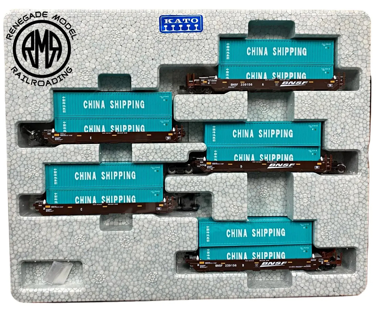KATO N 106-6211 BNSF Gunderson MAXI-1 5-Unit Well Car China Shipping Container