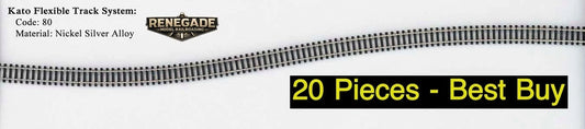 Kato 21-000 N Scale Unitrack Flex Track 808mm 31-13/16” 20pc