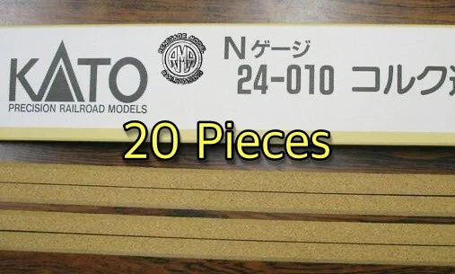 Kato 24-010 N Scale Cork Roadbed 35" x 7/16" 20-Piece Set | Flex Track