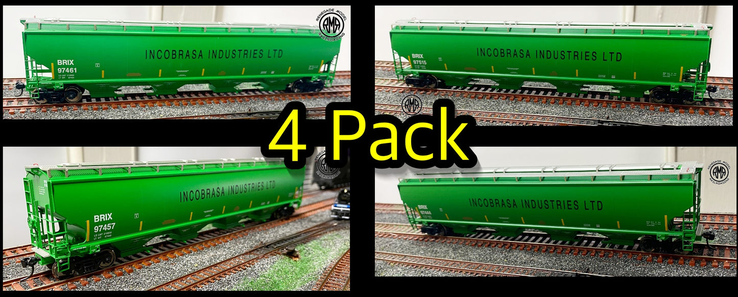 Walthers 110308-110311 HO Scale BRIX 67' Trinity 6351 4 Bay Covered Hopper 4 Pak