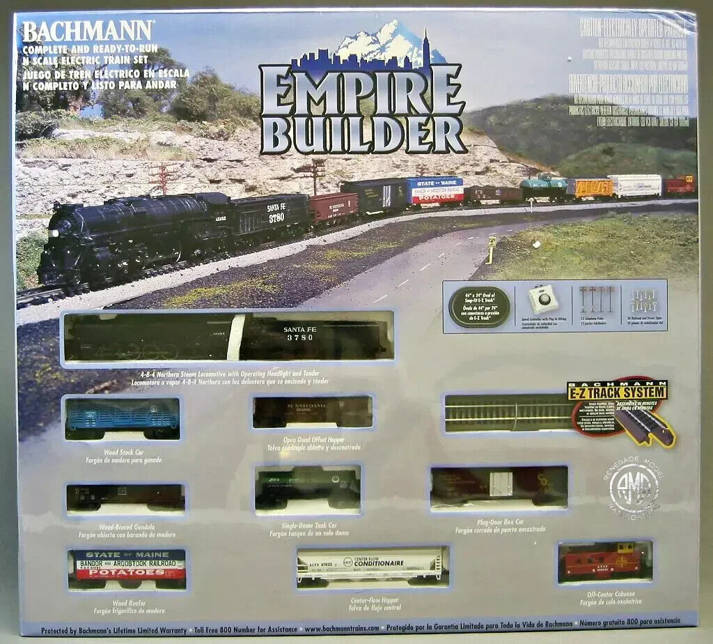 Bachmann 24009 N Empire Builder Santa Fe Train Set Steam Engine Freight