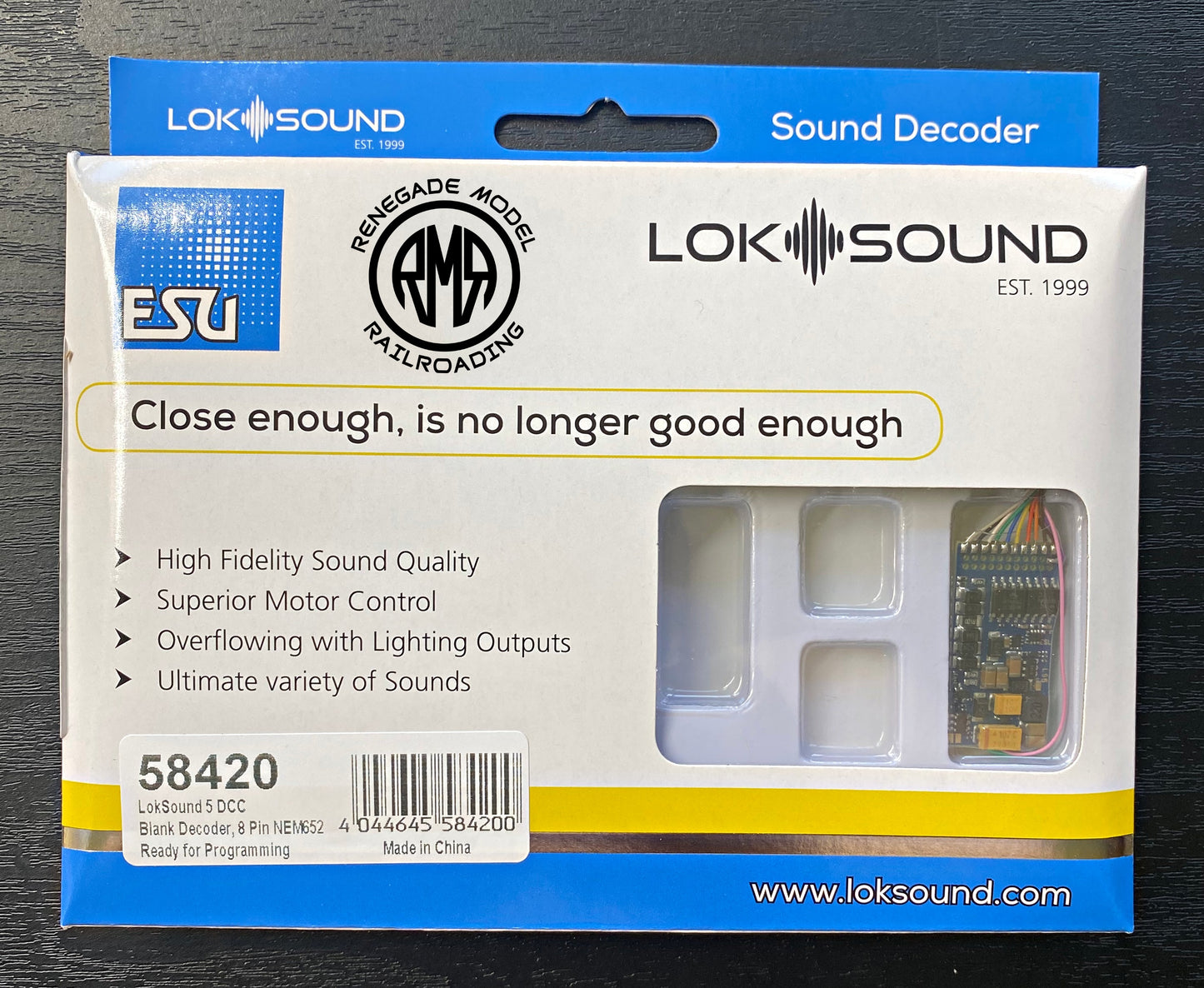 ESU 58420 LokSound V5 DCC Sound Decoder 8 Pin Sugar Cube Speaker