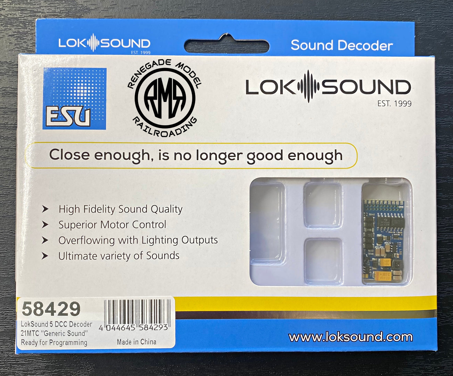 ESU 58429 V5 BLANK 21 Pin DCC Sound Decoder HO Scale