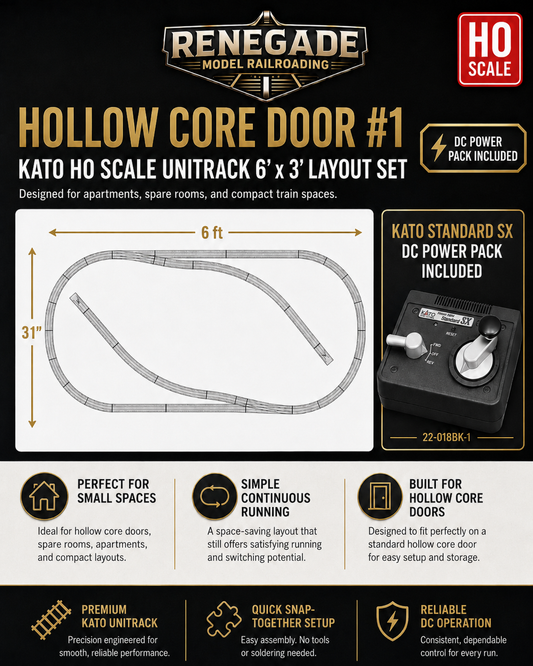 Kato HO Scale Unitrack Hollow Core Door #1 6' x 31" Layout Set w/ DC Power
