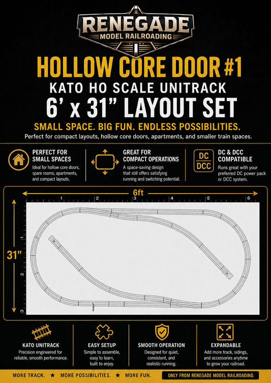 Kato HO Scale Unitrack Hollow Core Door #1 6' x 31" Layout Set DC/DCC