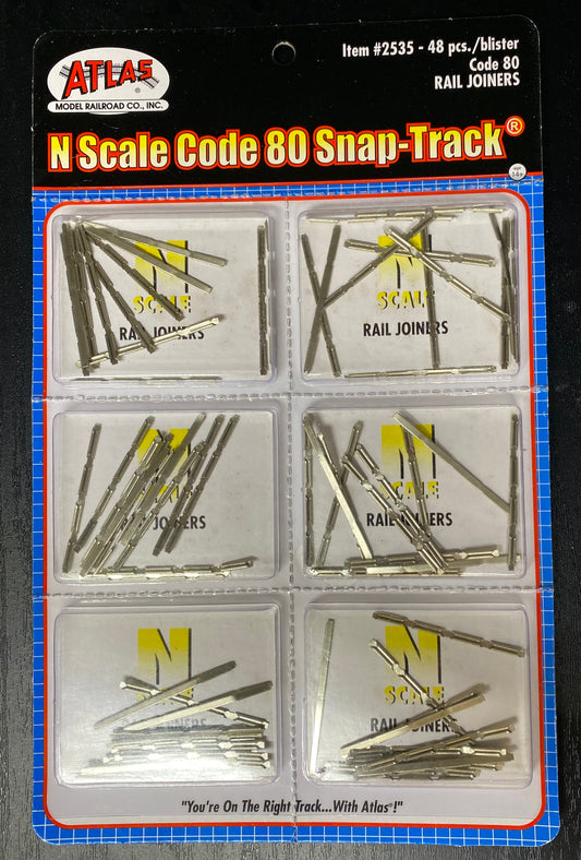 Atlas 2535 N Scale Code 80 Track Rail Joiners 48 Pack Railroad Train 6 packs