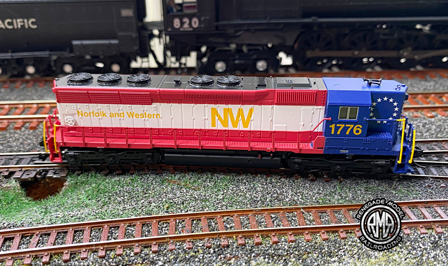 Atlas 40005593+2 N N&W Bicentennial SD45 Consist High Hood Sound & DCC #1776 +2