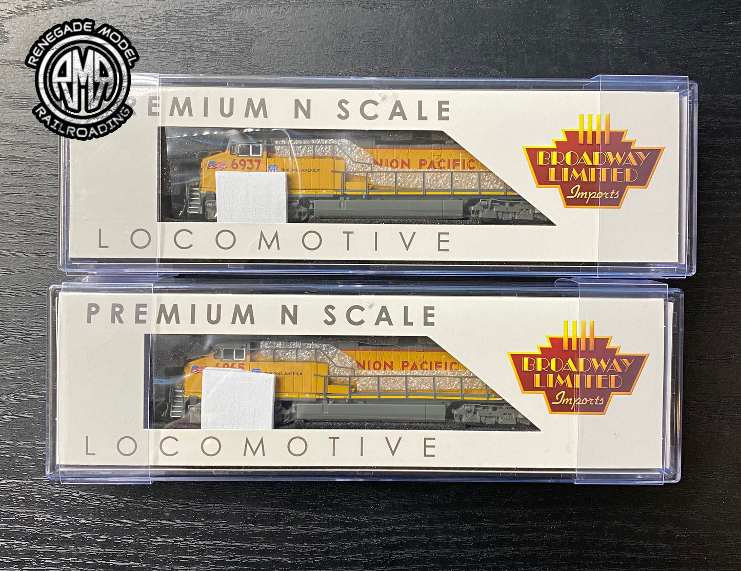 Broadway Limited 8582 8583 GE AC6000 UP #6937 #6965 Small Flags Paragon 4 Sound DC DCC