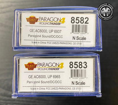 Broadway Limited 8582 8583 GE AC6000 UP #6937 #6965 Small Flags Paragon 4 Sound DC DCC