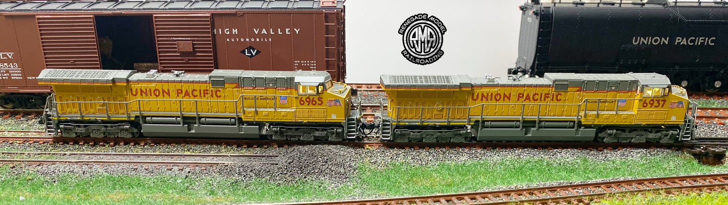 Broadway Limited 8582 8583 GE AC6000 UP #6937 #6965 Small Flags Paragon 4 Sound DC DCC