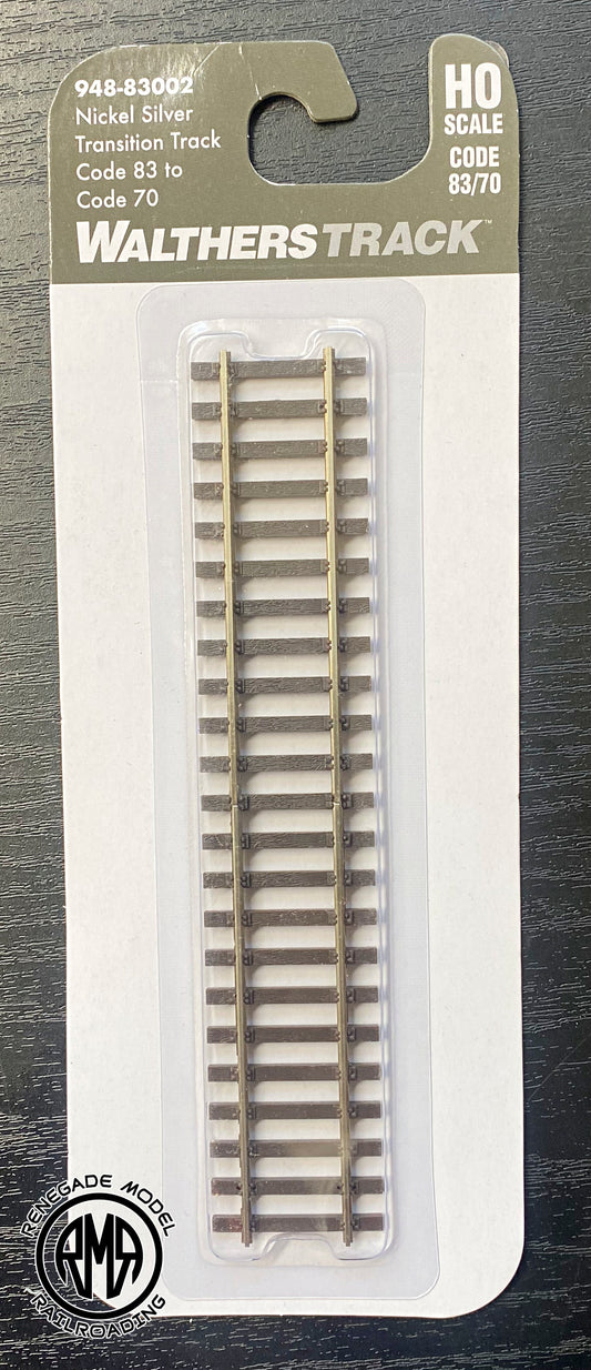 Walthers 948-83002 HO Scale Nickel Silver Transition Track Code 83 to Code 70