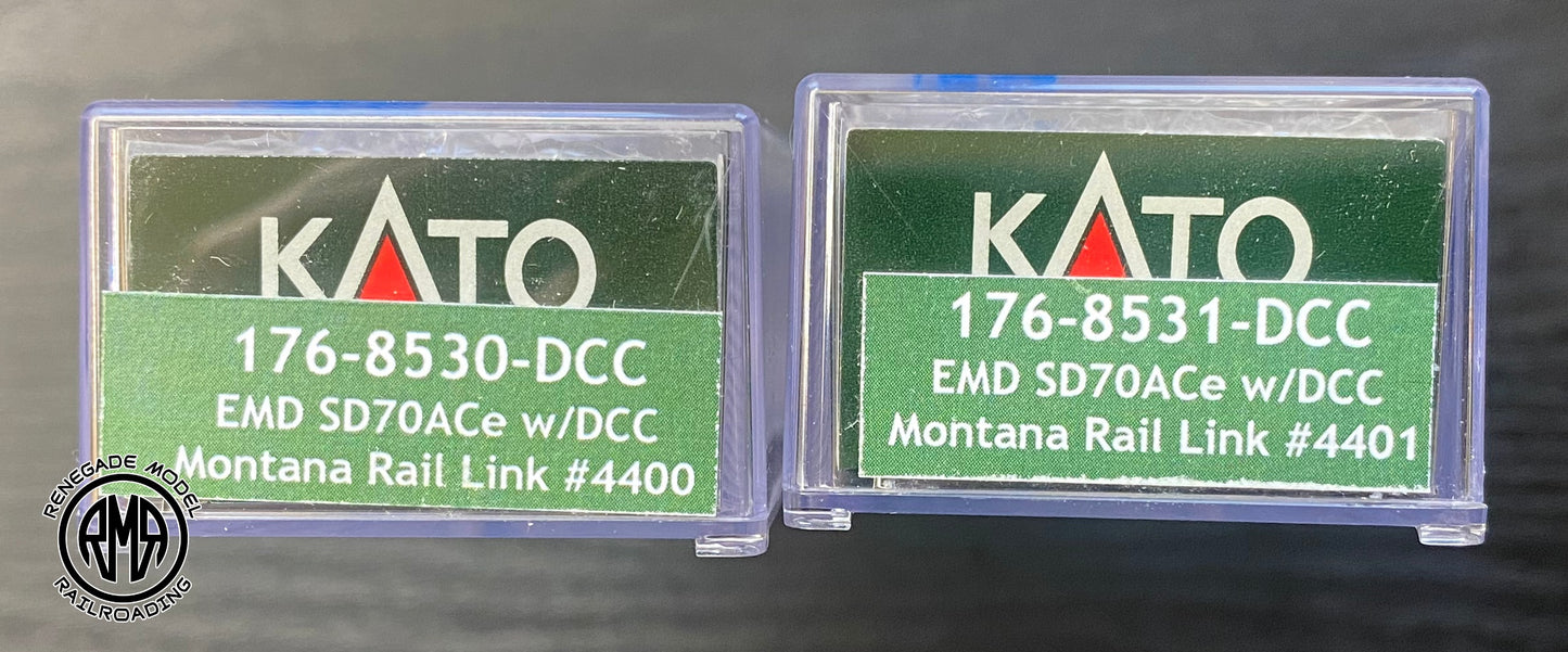 Kato 1768530 8531 DCC N Scale Montana Rail Link SD70ACe #4400 #4401 Digitrax DCC Set