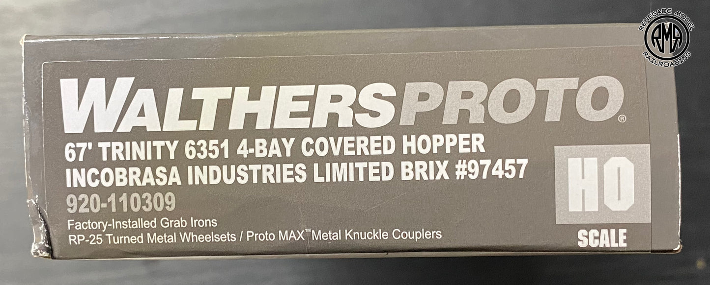 Walthers 920-110309 HO Scale BRIX 67' Trinity 6351 4 Bay Covered Hopper #97457