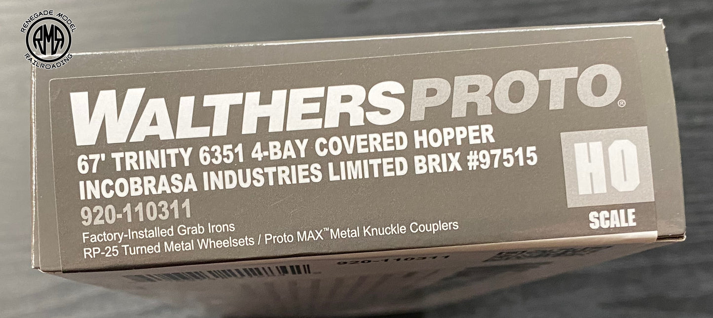 Walthers 920-110311 HO Scale BRIX 67' Trinity 6351 4 Bay Covered Hopper #97515