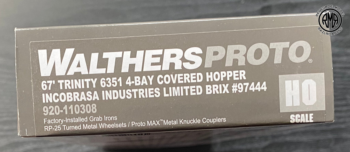 Walthers 920-110308 HO Scale BRIX 67' Trinity 6351 4 Bay Covered Hopper #97444