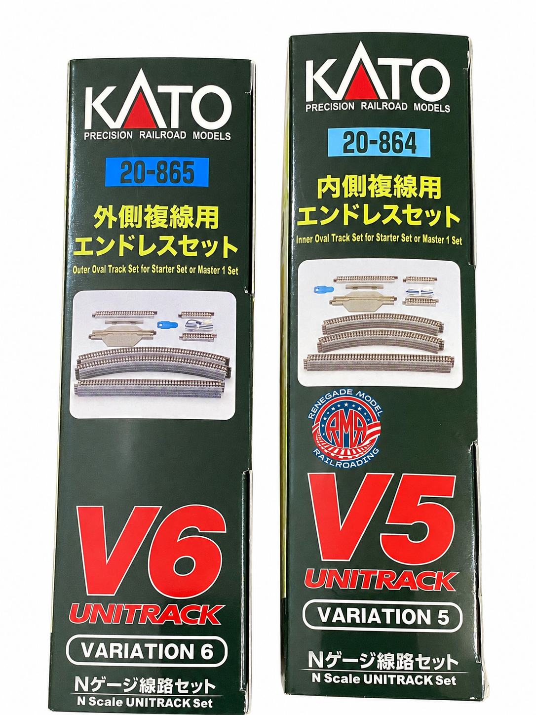KATO N Scale V5 V6 UNITRACK Full Oval Inside Outside w/ DC Power Pack